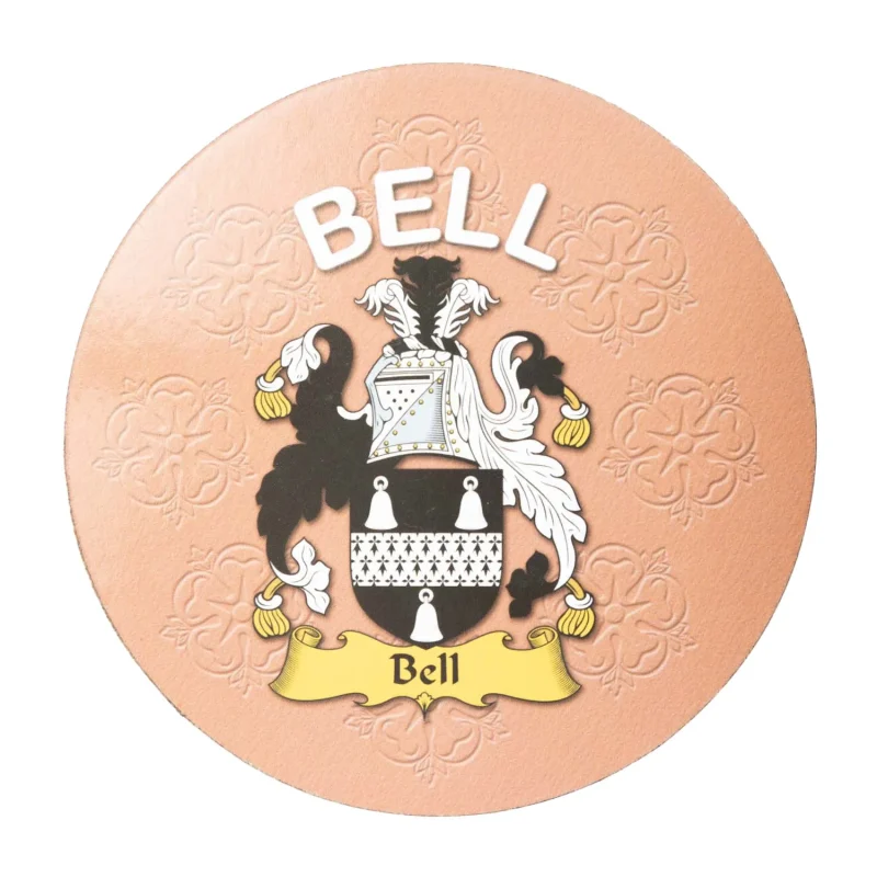 family name round cork coaster bell e