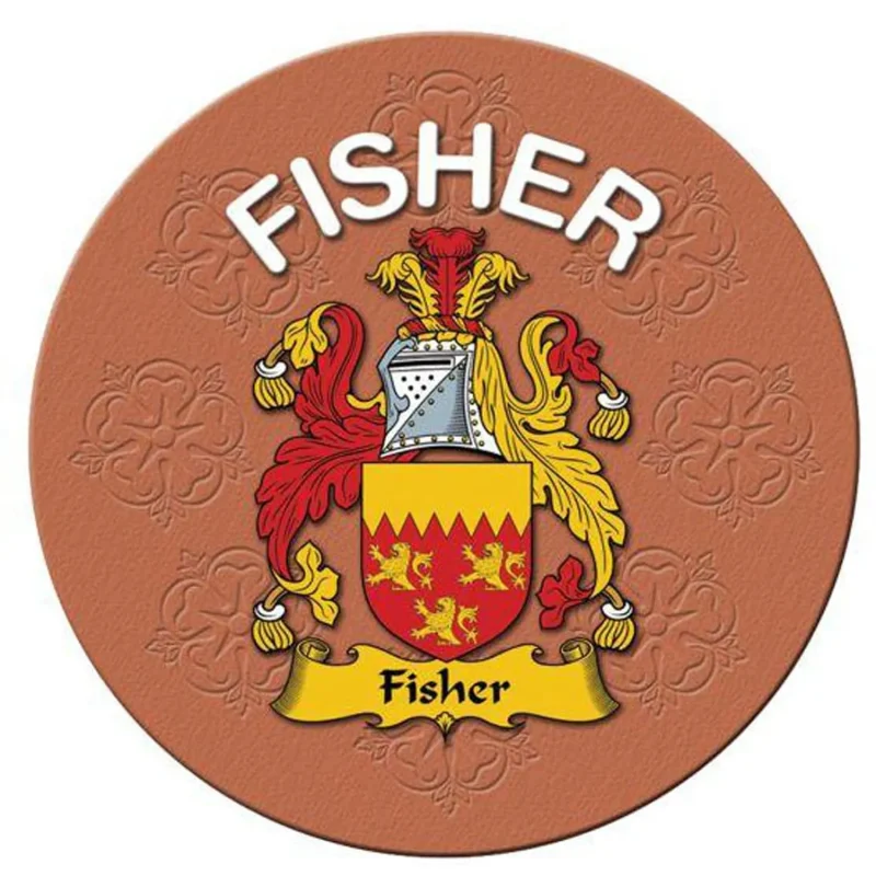 family name round cork coaster fisher clan