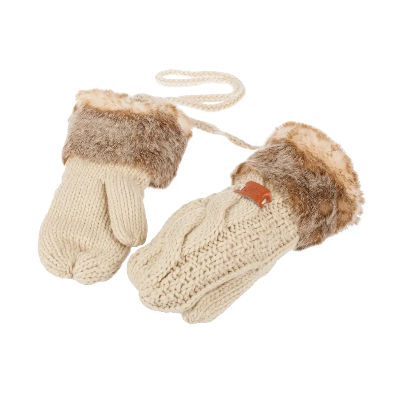 faux fur knit mittens