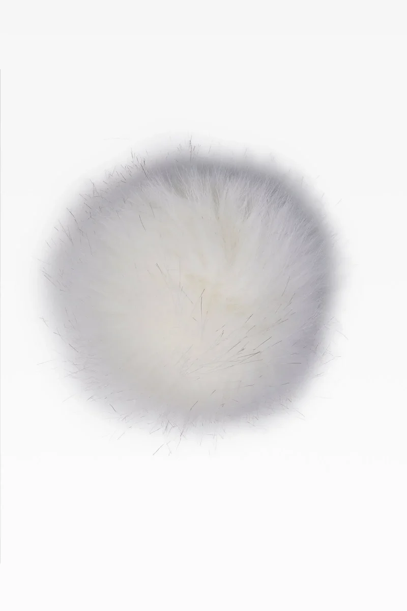 faux fur pom pom hat white black tip