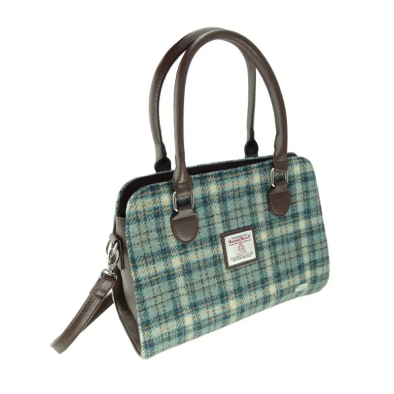 findhorn tote bag in duck egg cream plaid