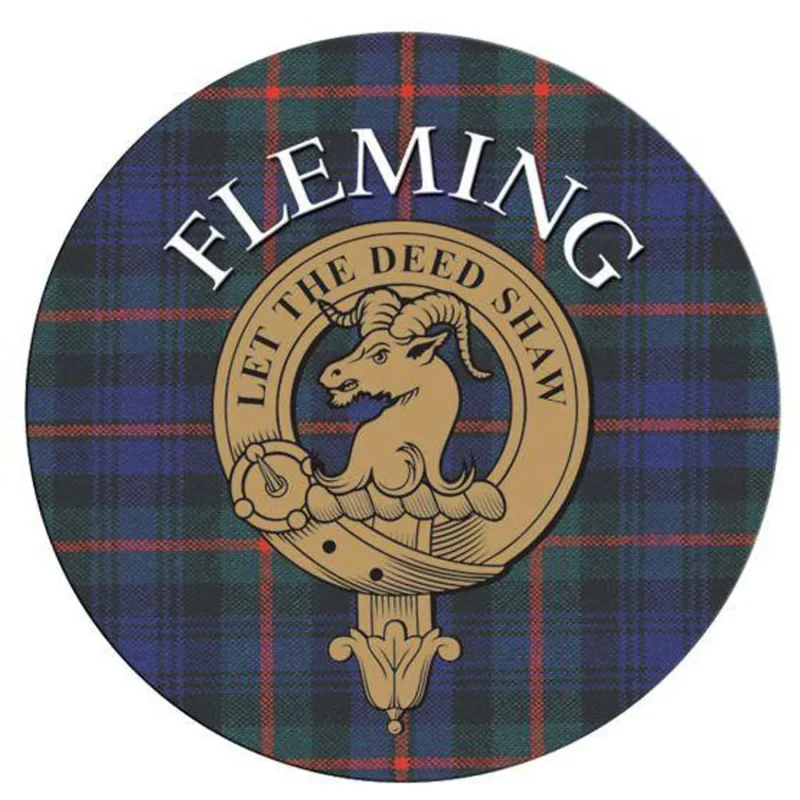 fleming family round cork coaster for home