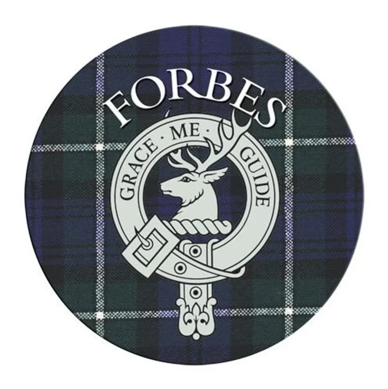 forbes round cork coaster for clan family names