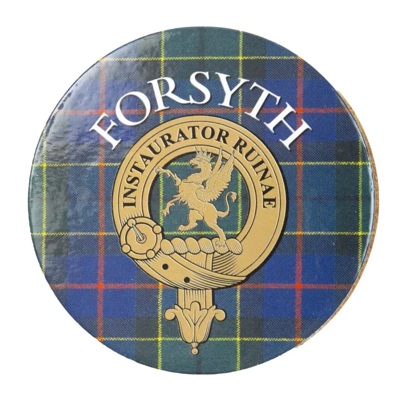 forsyth family name round cork coaster