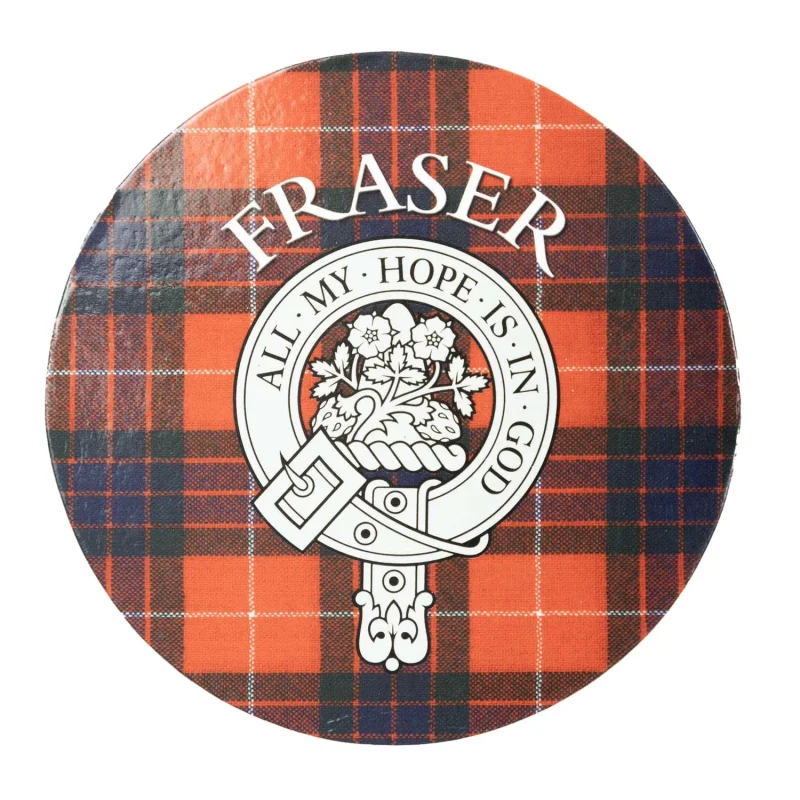 fraser family round cork coaster