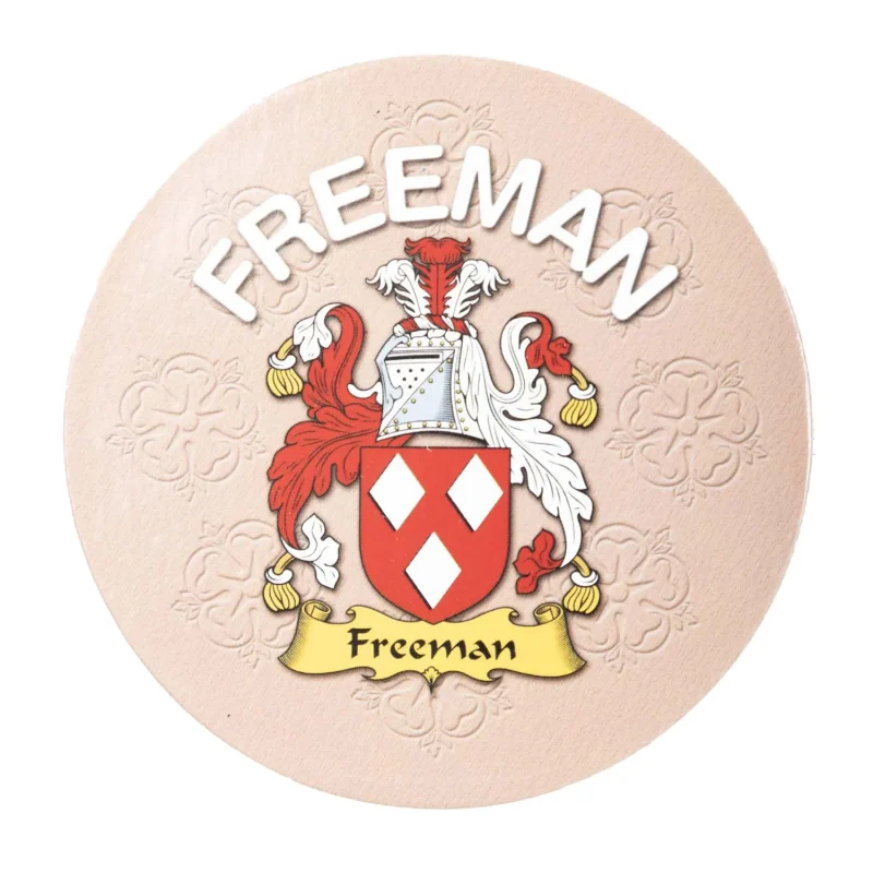 freeman family name round cork coaster