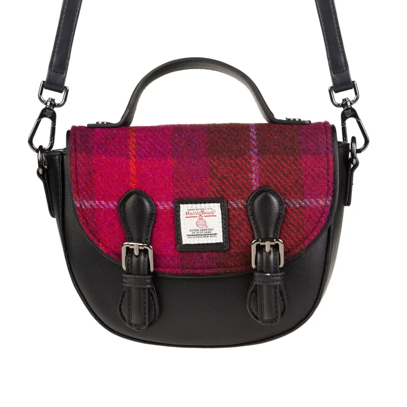 fuchsia harris tweed satchel bag