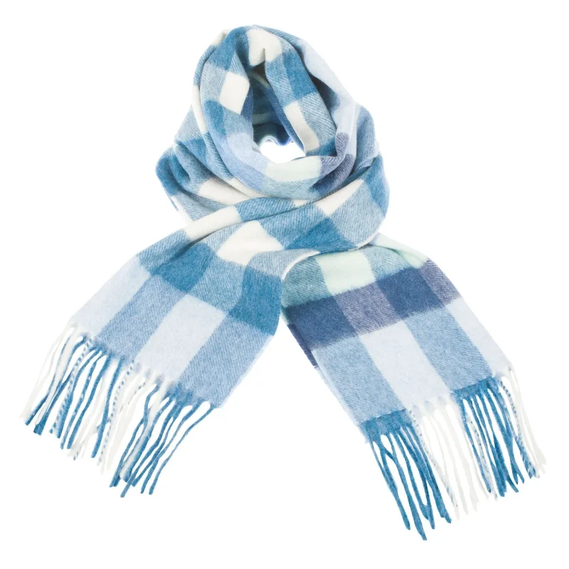 giant checkered cashmere scarf pacific white