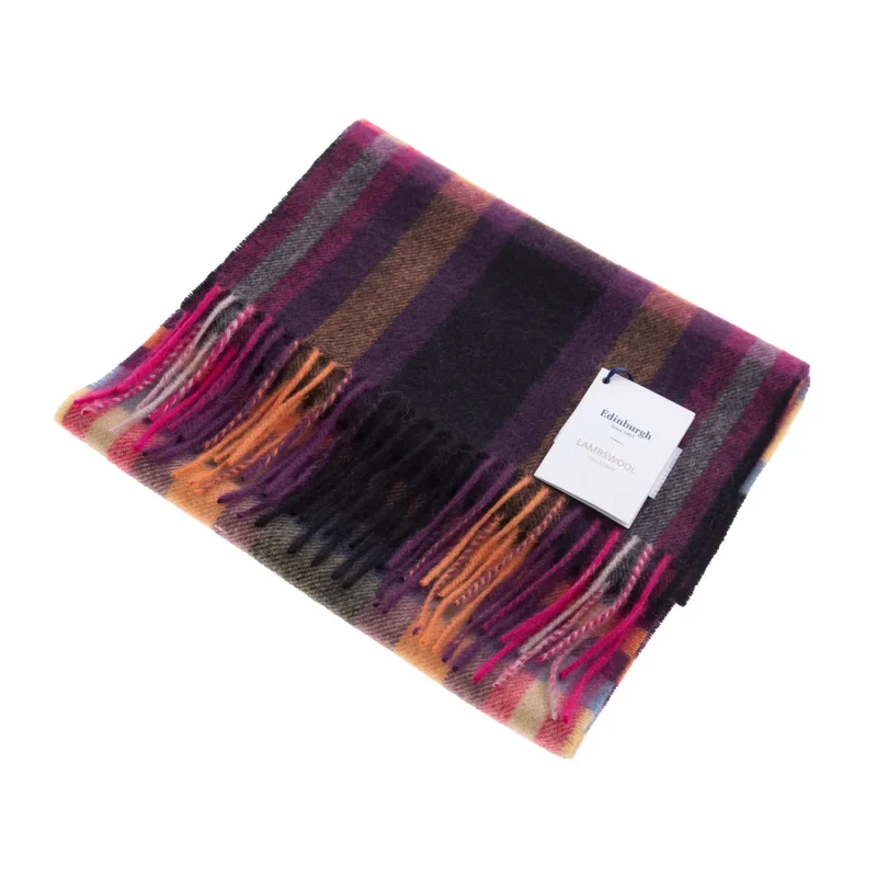 ginger tartan lambswool scarf deco check