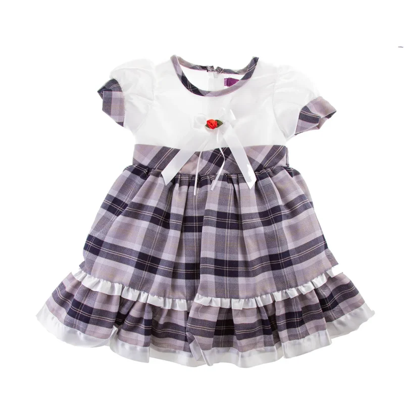 girls silver tartan party dress