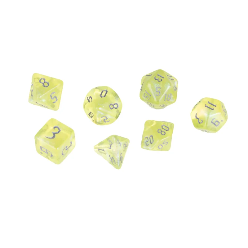 glitter yellow chaos dice w grey font clam