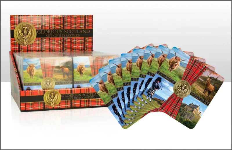 glorious scotland 8 piece coaster set