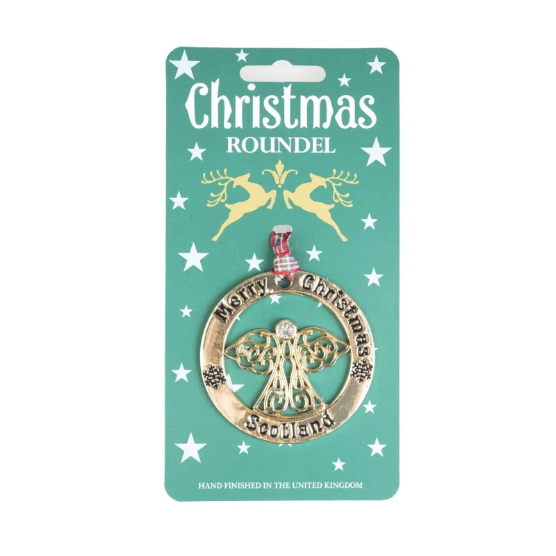 gold christmas angel roundel ornament