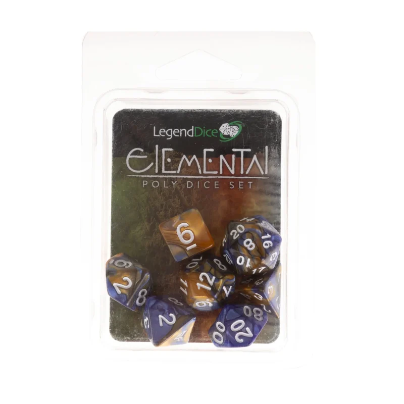 gold dark blue elemental dice set