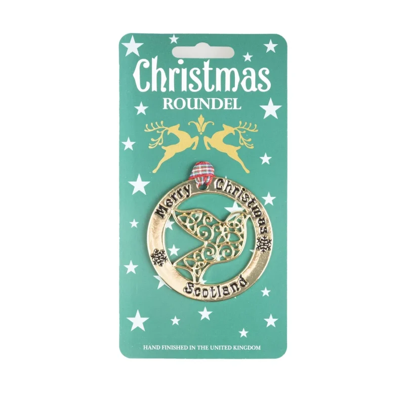 golden celtic dove christmas roundel ornament