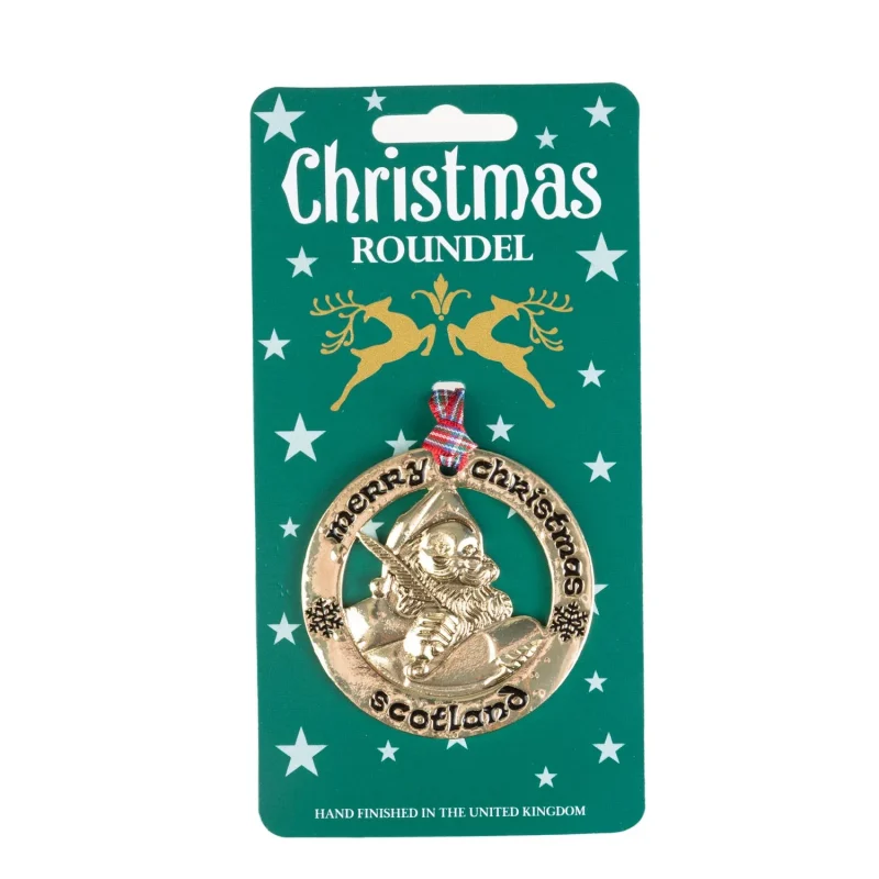 golden roundel santa claus christmas ornament