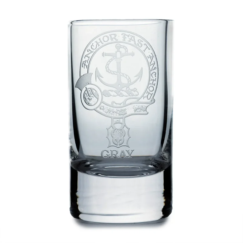 gray collins crystal clan shot glass