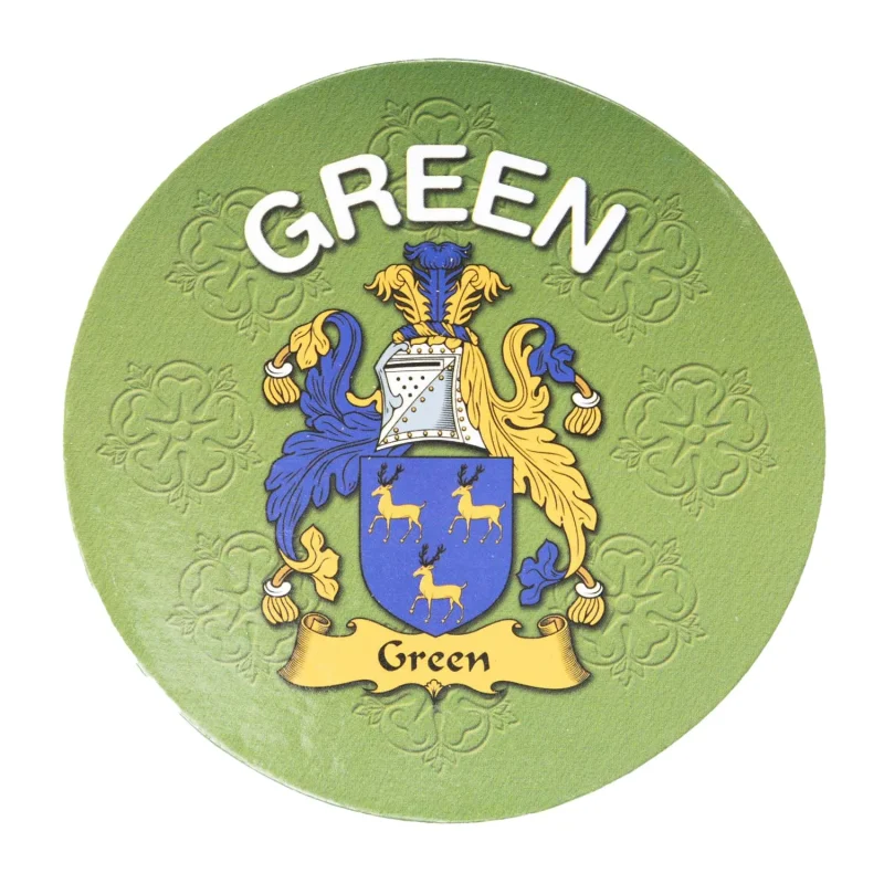 green round cork family name coaster