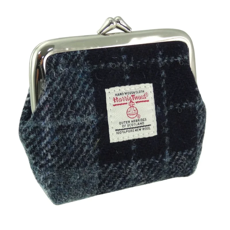 grey black tartan coin purse