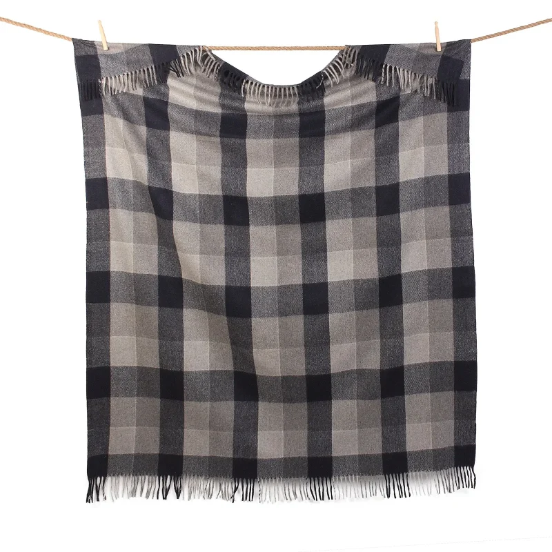 grey check blanket