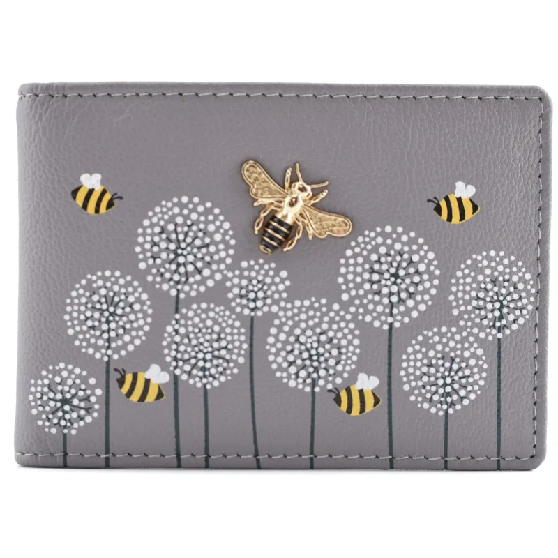 grey moonflower id card wallet