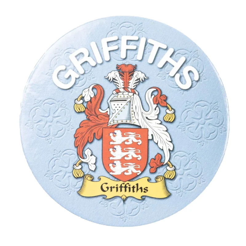 griffiths family crest round cork coaster