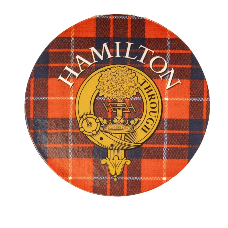 hamilton clan name round cork coaster