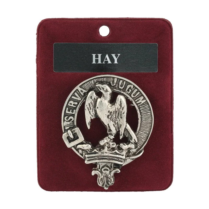 handcrafted hay clan pewter badge