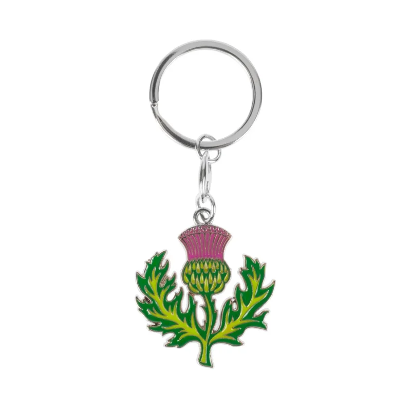 handpainted thistle metal keychain