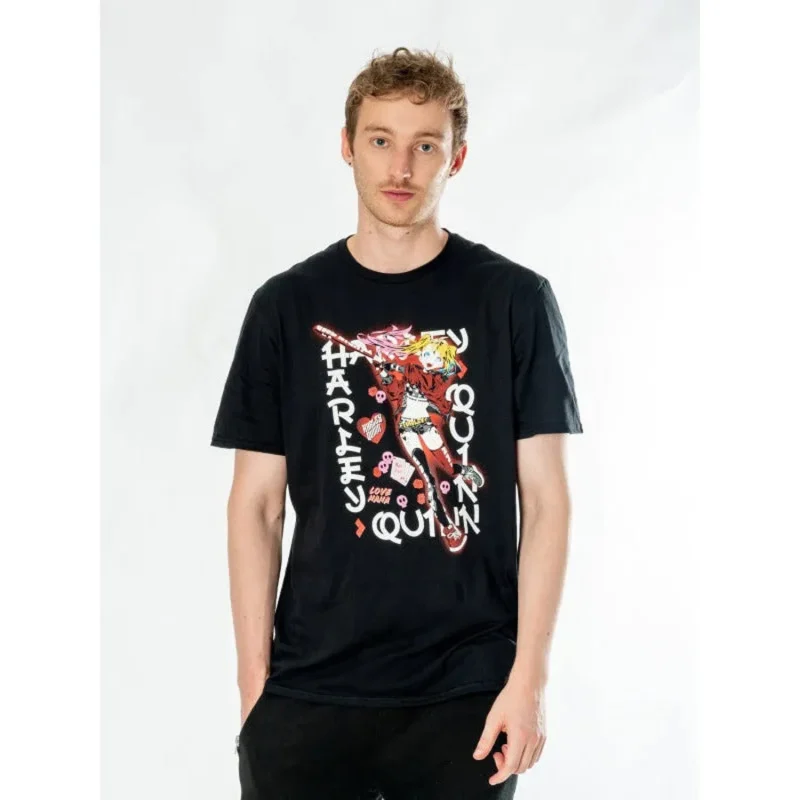 harley quinn anime good night black t shirt for adults