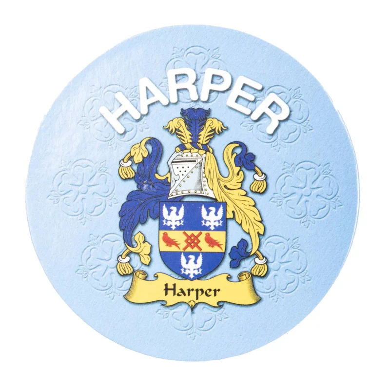 harper family name round cork coaster