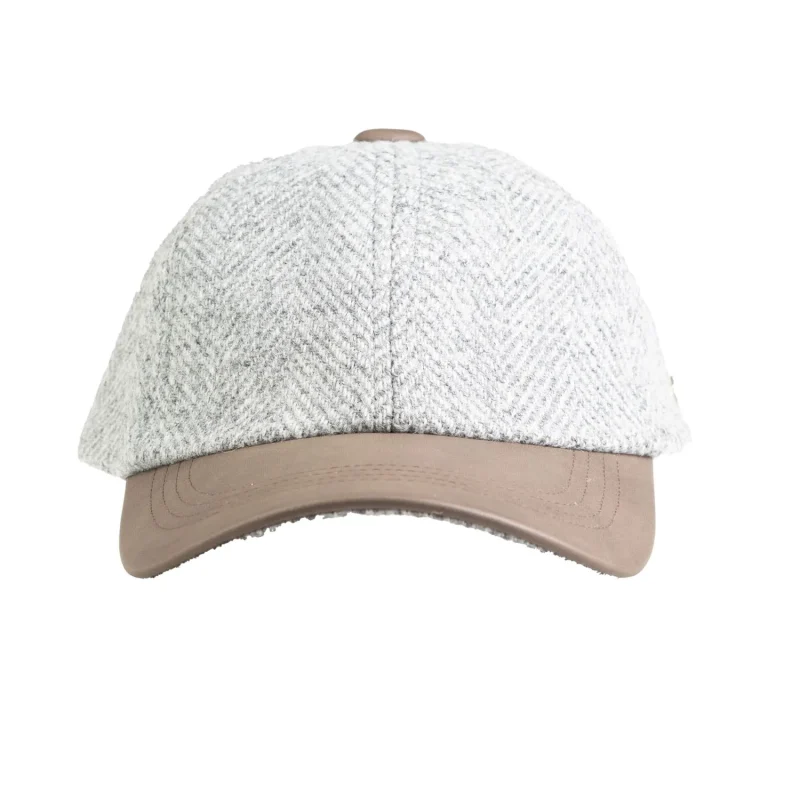 harris tweed baseball cap grey herringbone