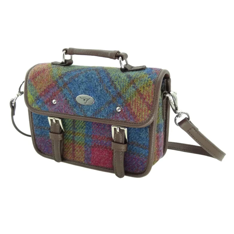 harris tweed bervie mini satchel multi color tartan