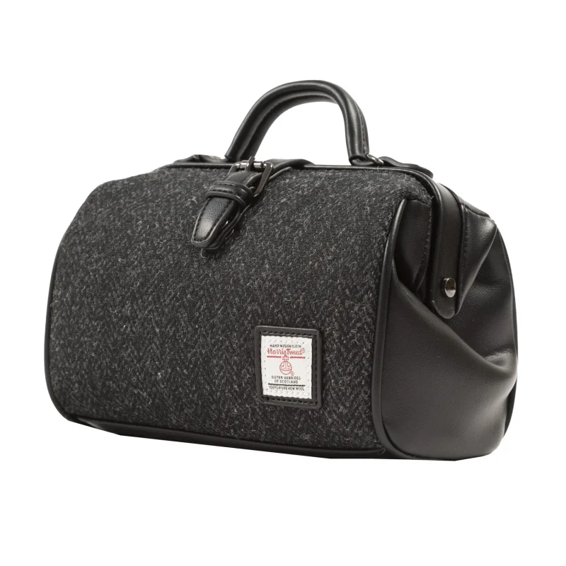 harris tweed black herringbone doctor bag