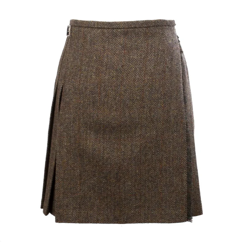 harris tweed bronwyn brown wool skirt for women