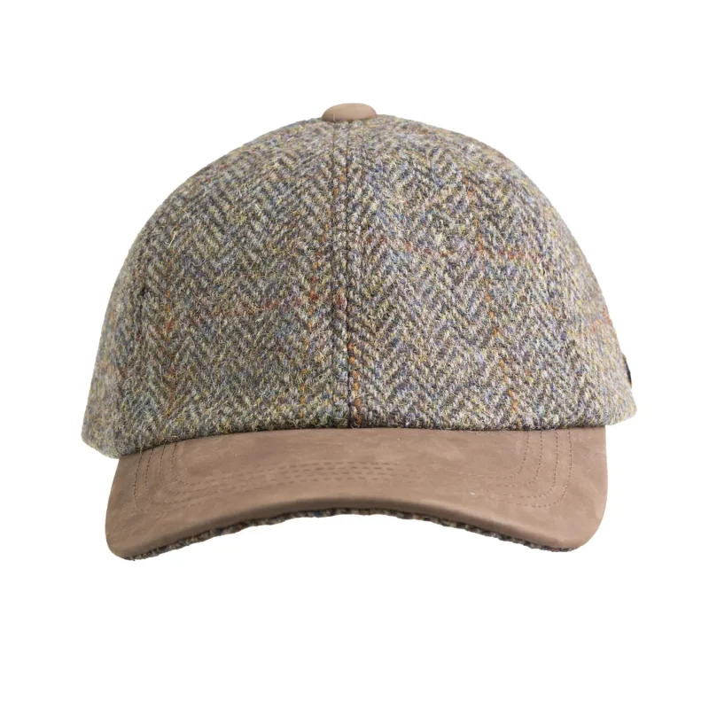 harris tweed brown herringbone baseball cap