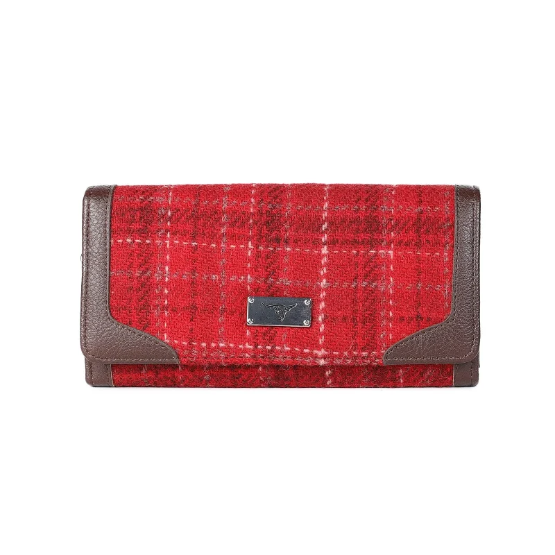 harris tweed bute red check long purse