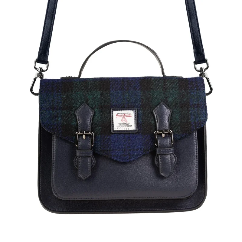 harris tweed calton satchel black watch