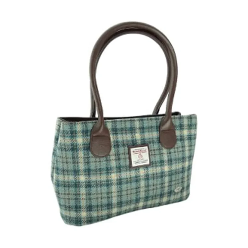 harris tweed classic handbag in duck egg cream