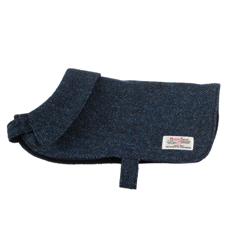 harris tweed dog coat blue herringbone