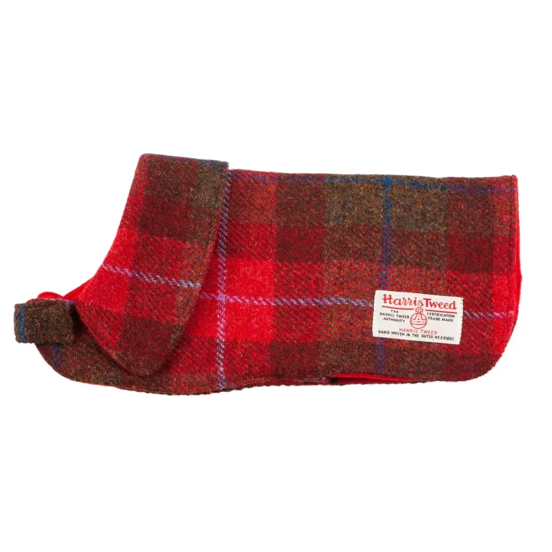 harris tweed dog coat ha222 a1 red check