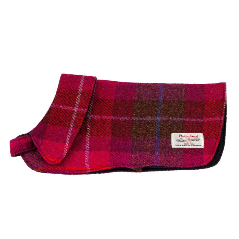 harris tweed dog coat ha222 b2 cerise tartan