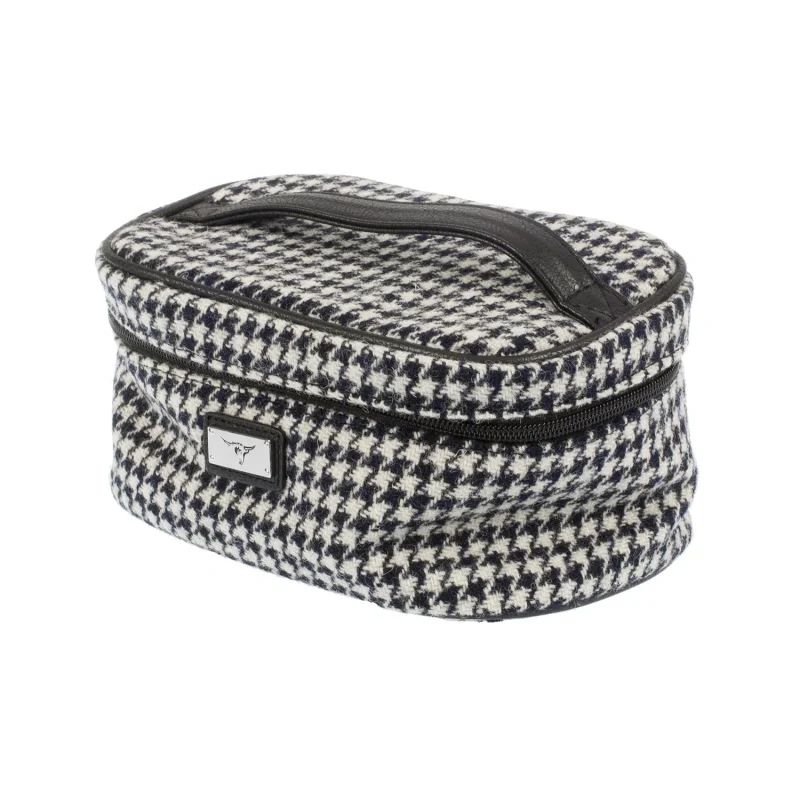 harris tweed dogtooth cosmetic bag black