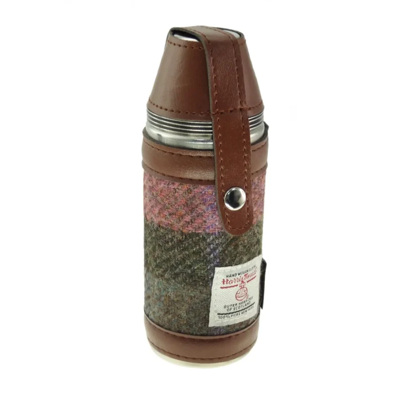 harris tweed flask green pink tartan