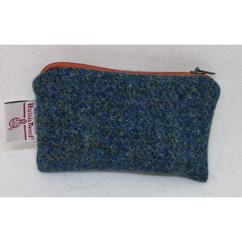 harris tweed green zip coin purse