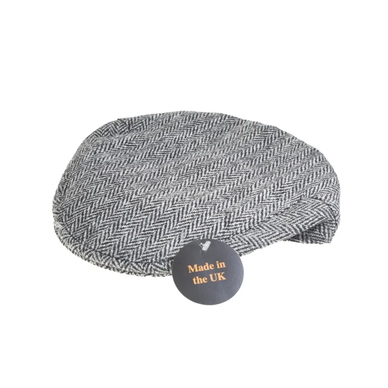 harris tweed grey herringbone county cap