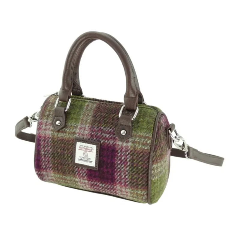 harris tweed heather check mini bowling bag