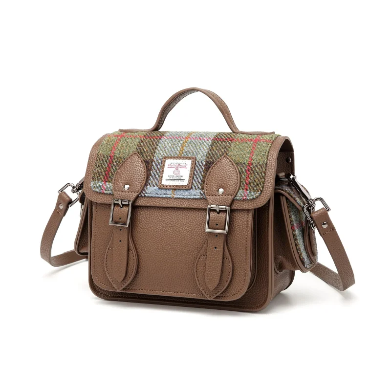 harris tweed highland backpack macleod tartan light brown