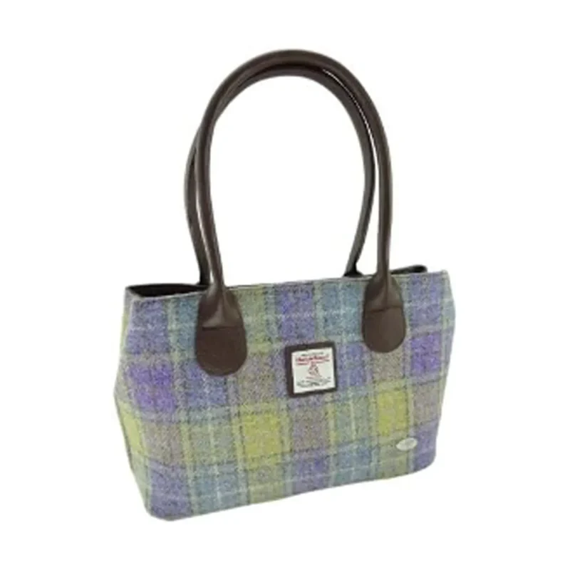 harris tweed lilac green handbag