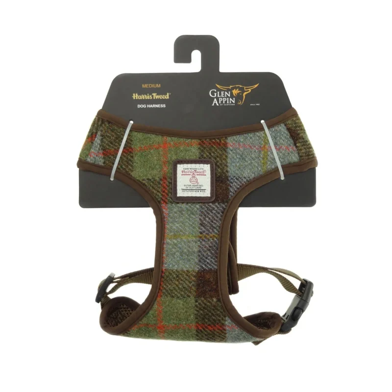 harris tweed macleod tartan dog harness